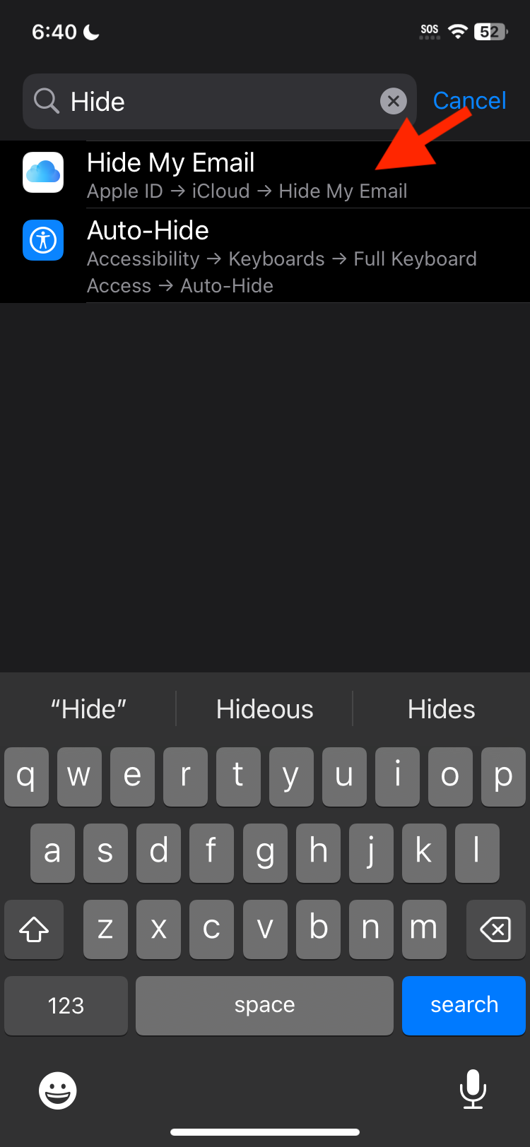 iOS Settings Search